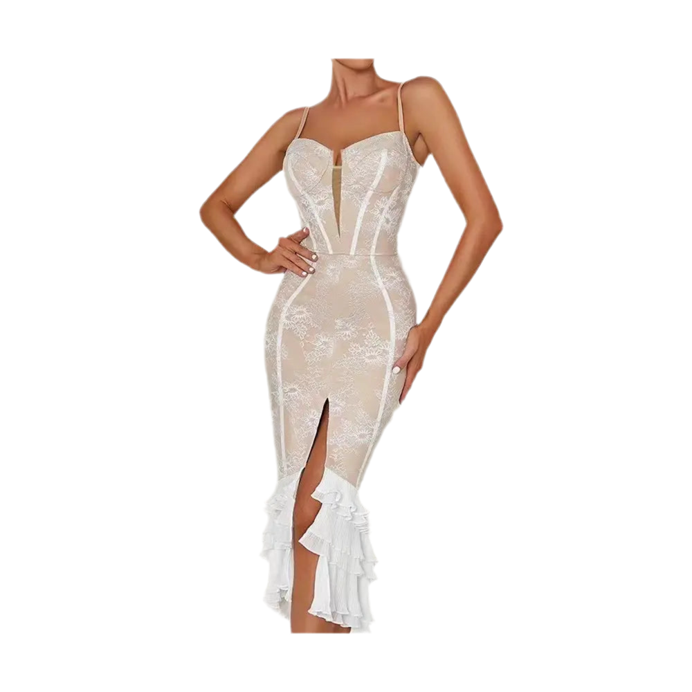 Ivory Ruffle Muse Midi Dress