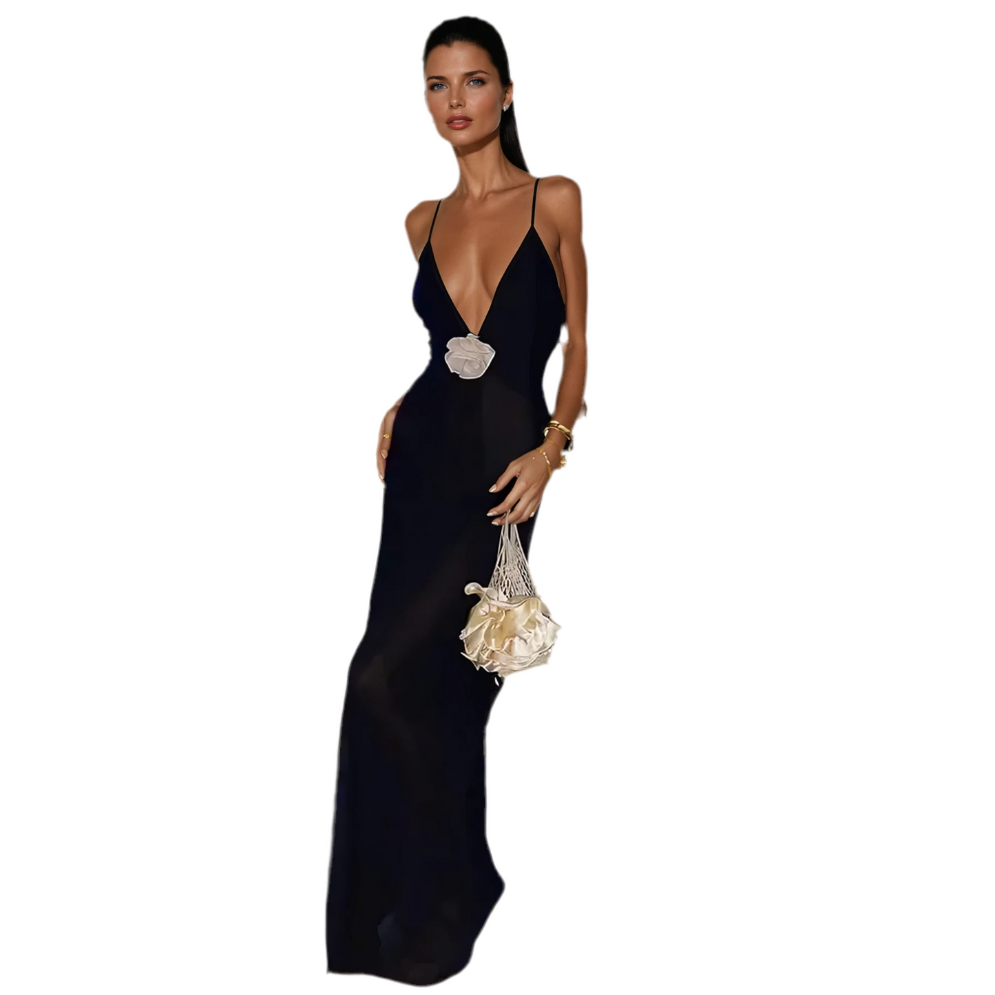 Eterna Black Rose Evening Dress