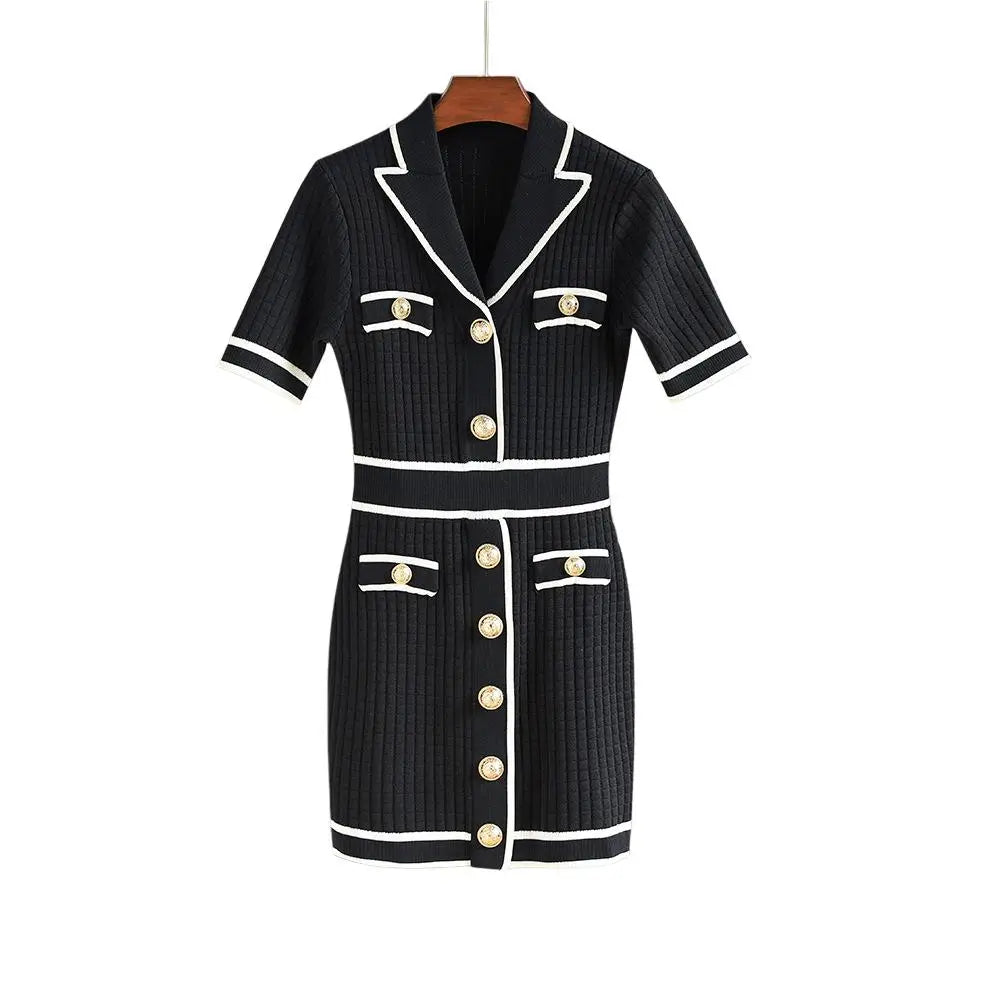 Chic Knit Button-Up Mini Dress