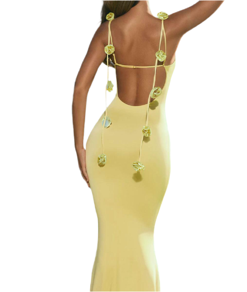 Backless Rose drop dress