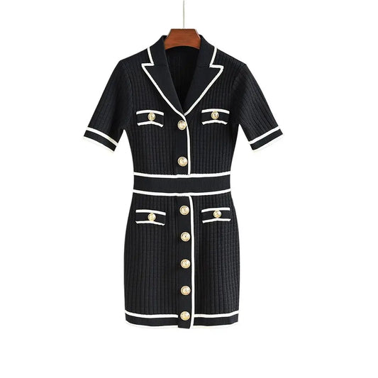 Chic Knit Button-Up Mini Dress