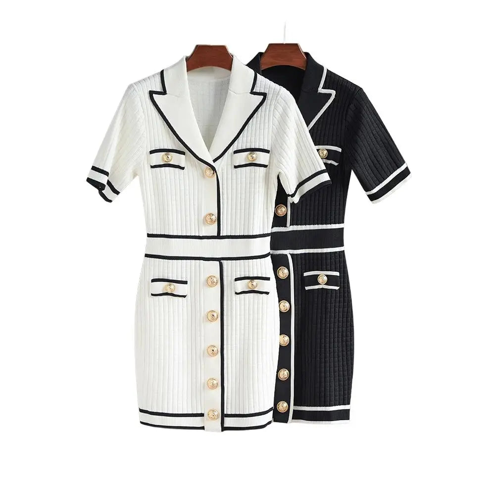 Chic Knit Button-Up Mini Dress