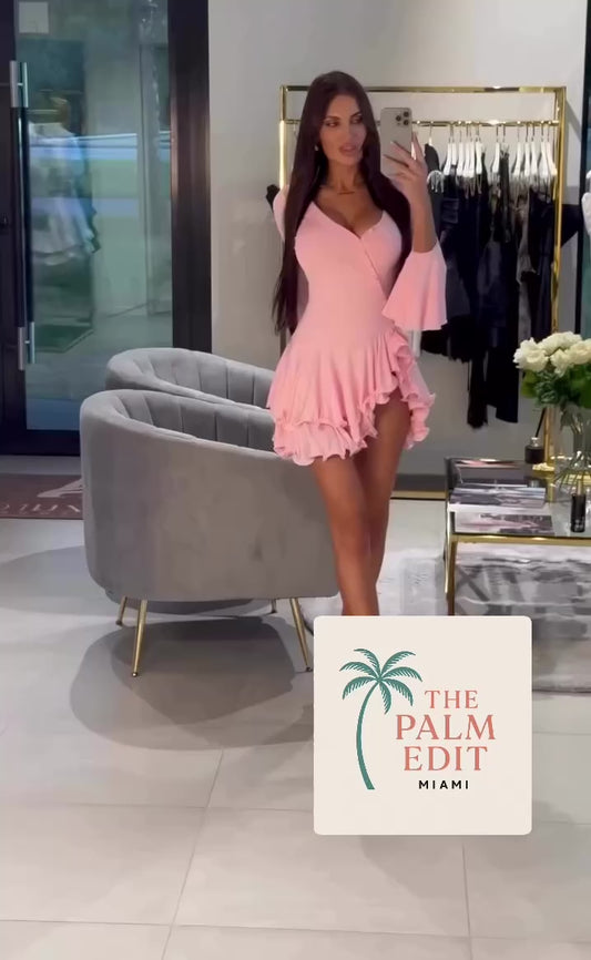 Coquette Ruffle Mini Dress Pink/White